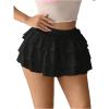 imageSHENHE Womens Layered Skirt Y2k Bow Mini Skirt Ruffle Flowy Sexy Micro Mini SkirtBlack