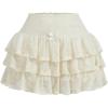 imageSHENHE Womens Mesh Drop Waist Ruffle Hem Short Skirt Bow Front Layer Y2K Streetwear Mini SkirtApricot