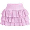 imageSHENHE Womens Mesh Drop Waist Ruffle Hem Short Skirt Bow Front Layer Y2K Streetwear Mini SkirtMauve Purple