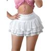 imageSHENHE Womens Mesh Drop Waist Ruffle Hem Short Skirt Bow Front Layer Y2K Streetwear Mini SkirtWhite