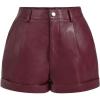 imageSHENHE Womens PU Leather High Waist Roll Up Straight Leg Shorts Zipper Fly ShortsBurgundy