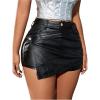 imageSHENHE Womens PU Leather Skort High Waist Sexy Bodycon Wrap Mini Skirt Asymmetrical ShortsBlack