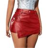 imageSHENHE Womens PU Leather Skort High Waist Sexy Bodycon Wrap Mini Skirt Asymmetrical ShortsRed