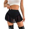 imageSHENHE Womens Sheer Mesh Skater Skort High Waisted Sexy Flowy Mini Skirt Shorts SkortBlack a