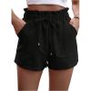 imageSHENHE Womens Straight Leg Paperbag Shorts High Waist Summer Casual Linen ShortsBlack