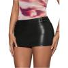 imageSHENHE Womens Y2k PU Leather Mini Skirt Sexy Low Rise Belted Bodycon Micro Skirt Party ClubBlack