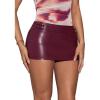 imageSHENHE Womens Y2k PU Leather Mini Skirt Sexy Low Rise Belted Bodycon Micro Skirt Party ClubBurgundy