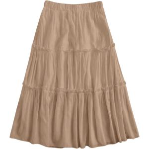 imageSHENHE Womens High Rise Tiered Frill Ruffled Flowy Loose A Line Midi SkirtKhaki