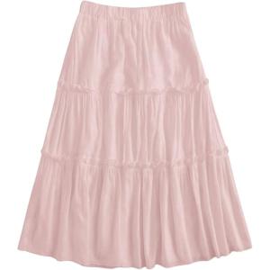 imageSHENHE Womens High Rise Tiered Frill Ruffled Flowy Loose A Line Midi SkirtLight Pink