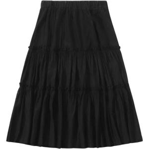 imageSHENHE Womens High Rise Tiered Frill Ruffled Flowy Loose A Line Midi SkirtSolid Black