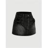 imageSHENHE Womens Denim Mini Skirt Bowknot Straight Jean Skirt Summer Cute Mini SkirtsBlack