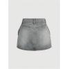 imageSHENHE Womens Denim Mini Skirt Bowknot Straight Jean Skirt Summer Cute Mini SkirtsGrey