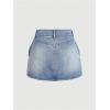imageSHENHE Womens Denim Mini Skirt Bowknot Straight Jean Skirt Summer Cute Mini SkirtsLight Wash