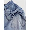 imageSHENHE Womens Denim Mini Skirt Bowknot Straight Jean Skirt Summer Cute Mini SkirtsLight Wash