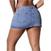 imageSHENHE Womens Denim Mini Skirt Low Rise Button Zip Fly Casual Y2k Mini Jean SkirtBlue