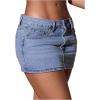 imageSHENHE Womens Denim Mini Skirt Low Rise Button Zip Fly Casual Y2k Mini Jean SkirtBlue