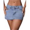 imageSHENHE Womens Denim Mini Skirt Low Rise Button Zip Fly Casual Y2k Mini Jean SkirtBlue