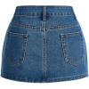 imageSHENHE Womens Denim Mini Skirt Low Rise Button Zip Fly Casual Y2k Mini Jean SkirtBlue a