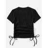 imageSHENHE Womens Drawstring Shirt Ribbed Crop Top Short Sleeve Ruched TeeBlack a