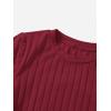 imageSHENHE Womens Drawstring Shirt Ribbed Crop Top Short Sleeve Ruched TeeBurgundy