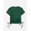 imageSHENHE Womens Drawstring Shirt Ribbed Crop Top Short Sleeve Ruched TeeDark Green