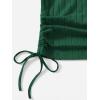 imageSHENHE Womens Drawstring Shirt Ribbed Crop Top Short Sleeve Ruched TeeDark Green