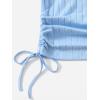 imageSHENHE Womens Drawstring Shirt Ribbed Crop Top Short Sleeve Ruched TeeLight Blue