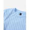 imageSHENHE Womens Drawstring Shirt Ribbed Crop Top Short Sleeve Ruched TeeLight Blue