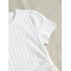 imageSHENHE Womens Drawstring Shirt Ribbed Crop Top Short Sleeve Ruched TeeWhite