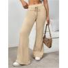 imageSHENHE Womens Drawstring Waist Bell Bottom Flare Leg Sweatpants Sports Causal PantsApricot