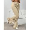 imageSHENHE Womens Drawstring Waist Bell Bottom Flare Leg Sweatpants Sports Causal PantsApricot