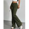 imageSHENHE Womens Drawstring Waist Bell Bottom Flare Leg Sweatpants Sports Causal PantsArmy Green