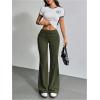 imageSHENHE Womens Drawstring Waist Bell Bottom Flare Leg Sweatpants Sports Causal PantsArmy Green