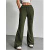 imageSHENHE Womens Drawstring Waist Bell Bottom Flare Leg Sweatpants Sports Causal PantsArmy Green
