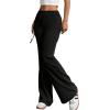 imageSHENHE Womens Drawstring Waist Bell Bottom Flare Leg Sweatpants Sports Causal PantsBlack