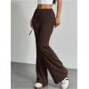 imageSHENHE Womens Drawstring Waist Bell Bottom Flare Leg Sweatpants Sports Causal PantsBrown