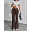 imageSHENHE Womens Drawstring Waist Bell Bottom Flare Leg Sweatpants Sports Causal PantsBrown