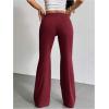 imageSHENHE Womens Drawstring Waist Bell Bottom Flare Leg Sweatpants Sports Causal PantsBurgundy
