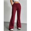 imageSHENHE Womens Drawstring Waist Bell Bottom Flare Leg Sweatpants Sports Causal PantsBurgundy