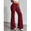 imageSHENHE Womens Drawstring Waist Bell Bottom Flare Leg Sweatpants Sports Causal PantsBurgundy