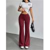 imageSHENHE Womens Drawstring Waist Bell Bottom Flare Leg Sweatpants Sports Causal PantsBurgundy
