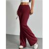 imageSHENHE Womens Drawstring Waist Bell Bottom Flare Leg Sweatpants Sports Causal PantsBurgundy