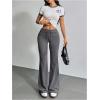 imageSHENHE Womens Drawstring Waist Bell Bottom Flare Leg Sweatpants Sports Causal PantsDark Grey