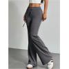 imageSHENHE Womens Drawstring Waist Bell Bottom Flare Leg Sweatpants Sports Causal PantsDark Grey