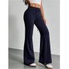 imageSHENHE Womens Drawstring Waist Bell Bottom Flare Leg Sweatpants Sports Causal PantsDeep Blue