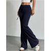imageSHENHE Womens Drawstring Waist Bell Bottom Flare Leg Sweatpants Sports Causal PantsDeep Blue