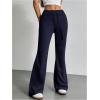 imageSHENHE Womens Drawstring Waist Bell Bottom Flare Leg Sweatpants Sports Causal PantsDeep Blue