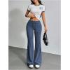 imageSHENHE Womens Drawstring Waist Bell Bottom Flare Leg Sweatpants Sports Causal PantsDusty Blue