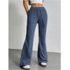 imageSHENHE Womens Drawstring Waist Bell Bottom Flare Leg Sweatpants Sports Causal PantsDusty Blue
