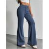 imageSHENHE Womens Drawstring Waist Bell Bottom Flare Leg Sweatpants Sports Causal PantsDusty Blue